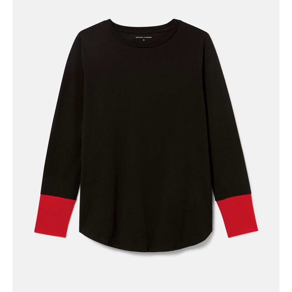 Women's Black and Red Long Sleeve Top
